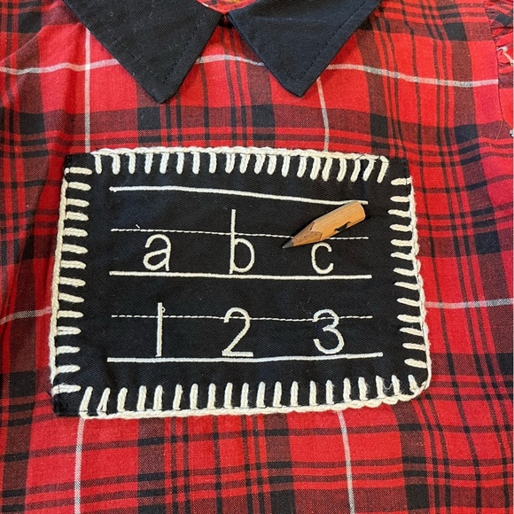 Vintage Cottontail Originals red black plaid school chalkboard 2 pc outfit 4 - Picture 2 of 9